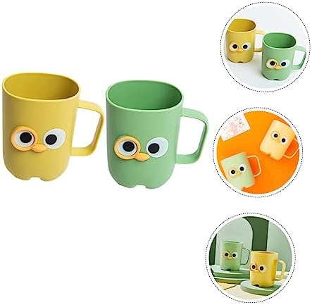 DRESSOOS 2PCS Cartoon Toothbrush Holder Cups for Reusable Storage in Bathroom