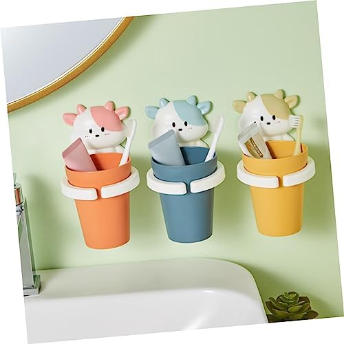 Cartoon Cow Toothbrush Cup Holder with PP Material for Easy Gargling