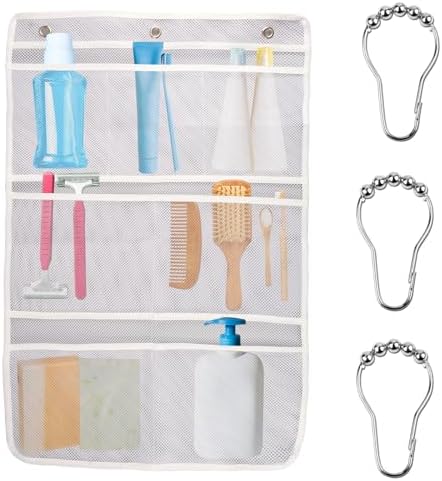 7-Pocket Mesh Shower Organizer for Quick Organization
