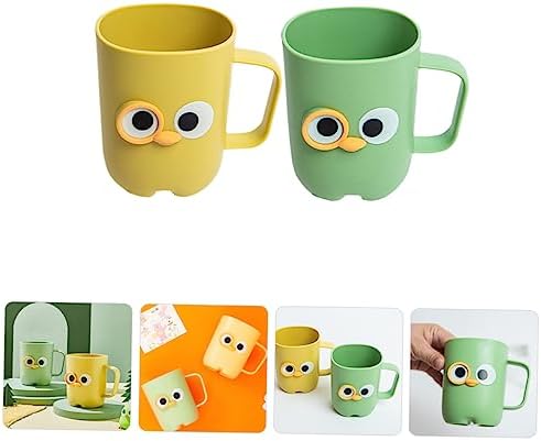 DRESSOOS 2PCS Cartoon Toothbrush Holder Cups for Reusable Storage in Bathroom