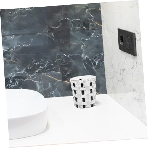 Elegant Glass Toothbrush Holder - Black and White Checkered Design
