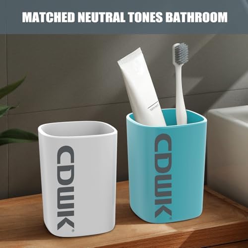 2-Pack Toothbrush Cup Holder 300ml Unbreakable ABS Plastic Bathroom Organizer - White 1