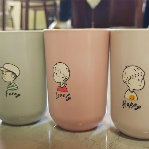 Cute Pattern Toothbrush Cup 2Pcs - Pink Grey