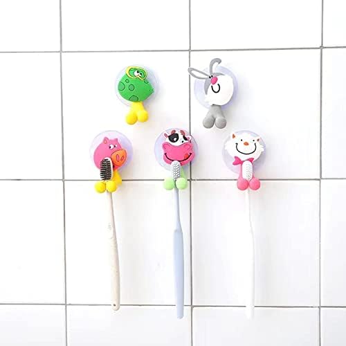 5PCS Cute Cartoon Animal Toothbrush Holders Wall-Mounted Set for Kids