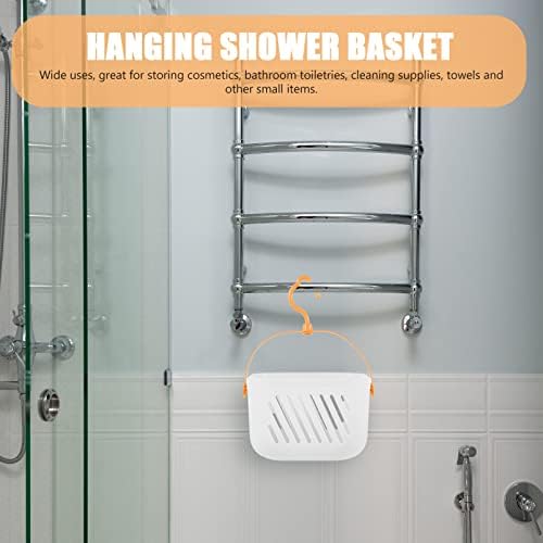Zerodeko Plastic White Shower Storage Basket With Hooks