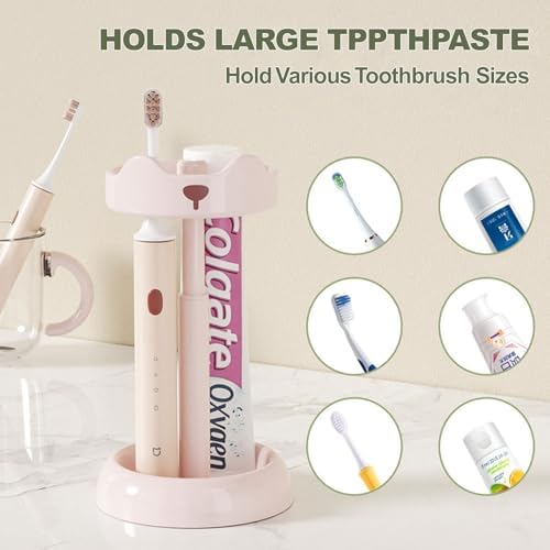 Adjustable Toothbrush Cup Holder for Bathroom Pink
