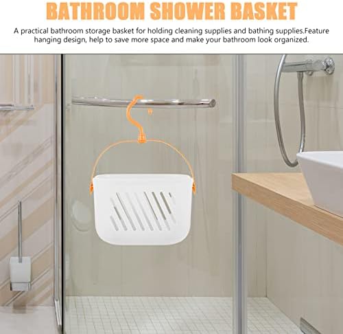 Zerodeko Plastic White Shower Storage Basket With Hooks