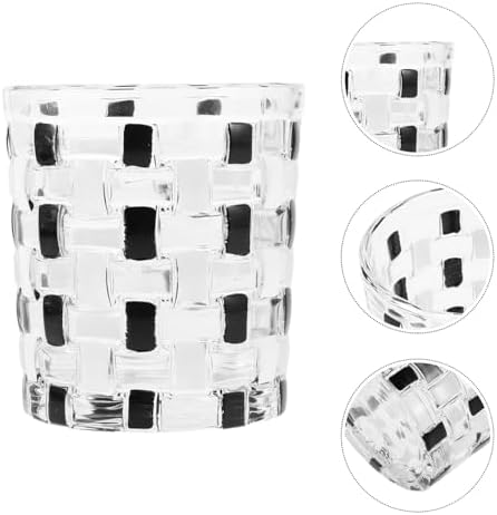 Bathroom Tumbler Glass Cup with Modern Checkerd Design