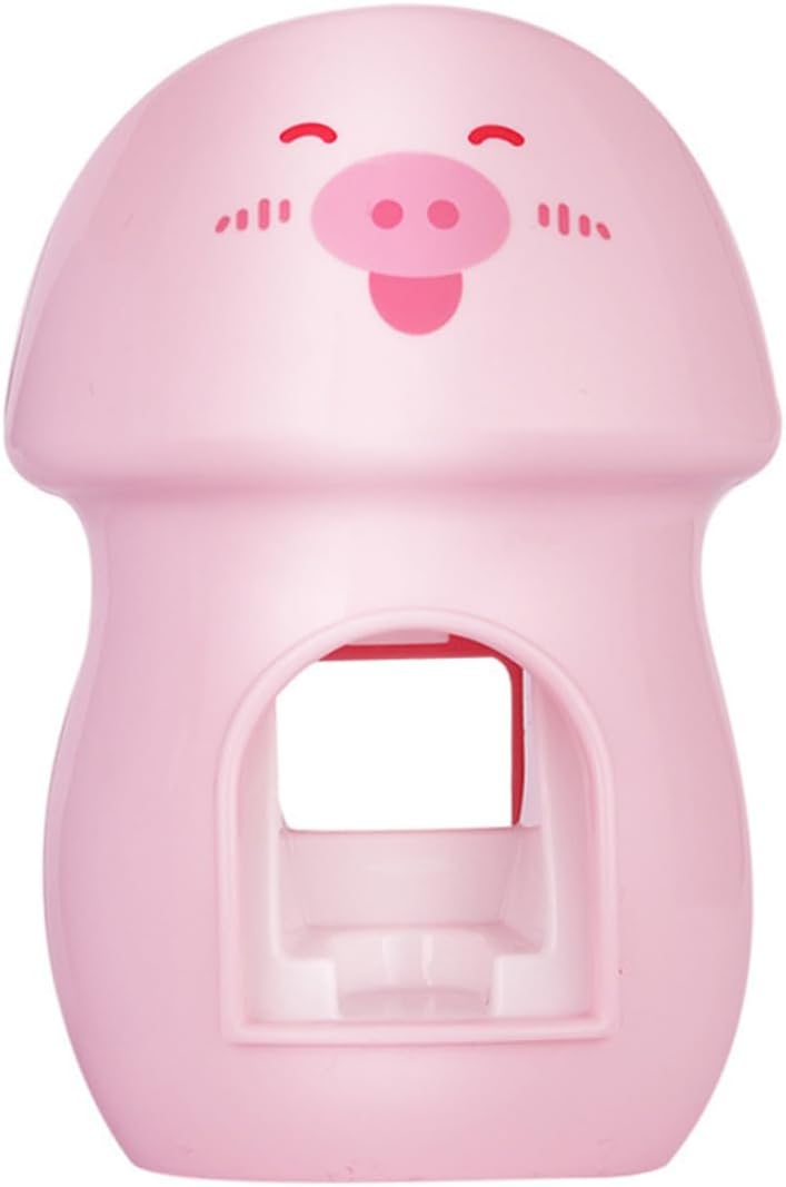 Pig Design Wall-Mounted Toothbrush Holder with Toothpaste Dispenser