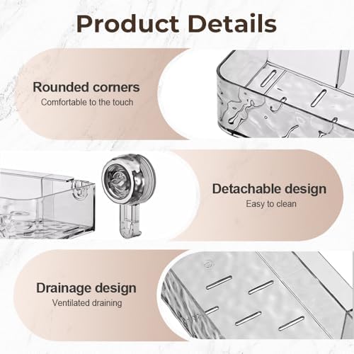 Secure No-Drill Suction Cup Shower Caddy Holder White