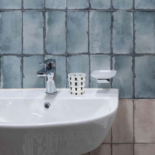 Bathroom Tumbler Glass Cup with Modern Checkerd Design