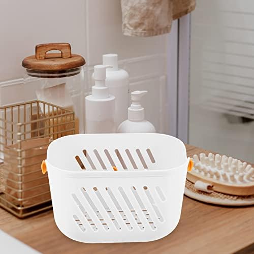 Zerodeko Plastic White Shower Storage Basket With Hooks