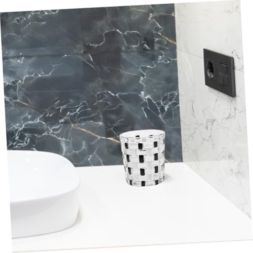 Elegant Glass Toothbrush Holder with Checkered Design