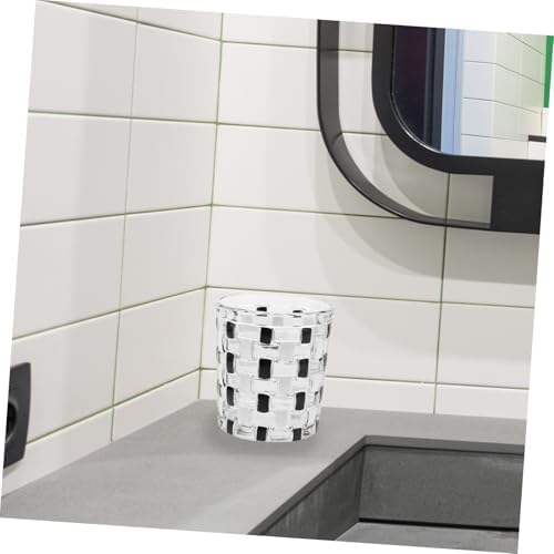 Elegant Glass Toothbrush Holder with Checkered Design
