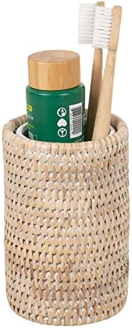 Natural Rattan Bath Holder Ceramic Dish 10 Oz