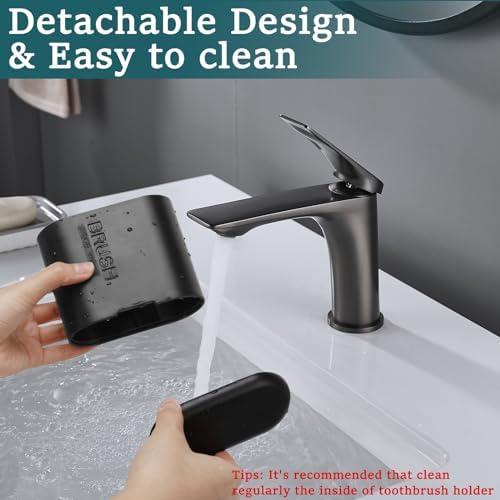 Space-Saving Bamboo Toothbrush Holder Black