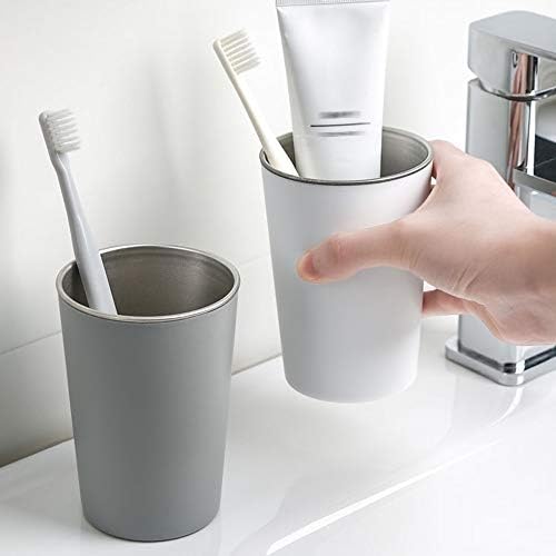 Stainless Steel Mouthwash Toothbrush Holder Simple Elegant Design Includes 2-Piece Set GrayWhite