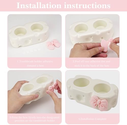 Cute White Ceramic Bow Toothbrush Holder