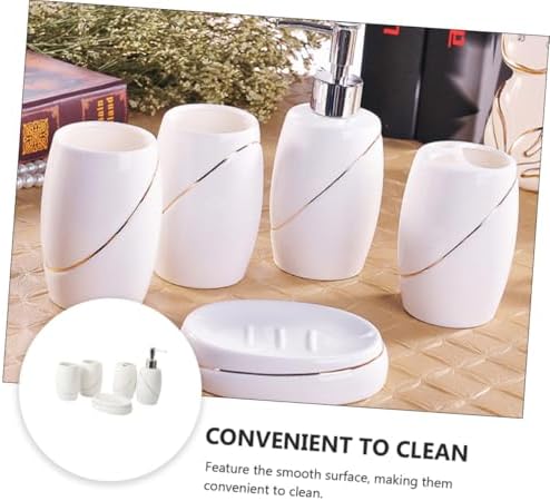 Zerodeko 5pcs Ceramic Toothbrush Holder Set for Bathroom
