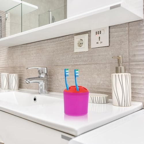 Toothbrush Holder with Toothpaste Storage and Countertop Organizer
