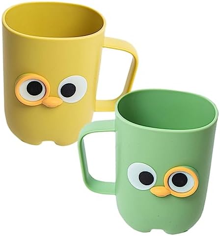 DRESSOOS 2PCS Cartoon Toothbrush Holder Cups for Reusable Storage in Bathroom