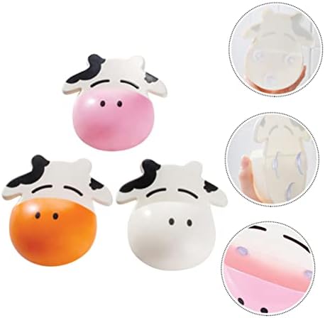 3-Piece Cartoon Cow Suction Cup Toothbrush Holder