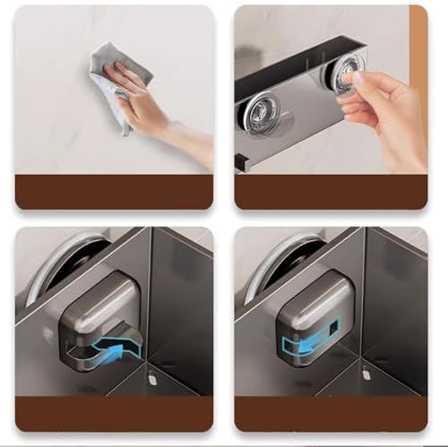 Generic Screwless Suction Shower Shelf Carbon Steel Storage for Bathroom Kitchen