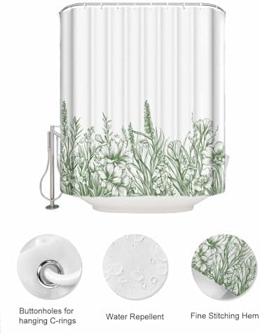 ZFUNCING Shower Curtain Set with Mesh Organizer and Hooks