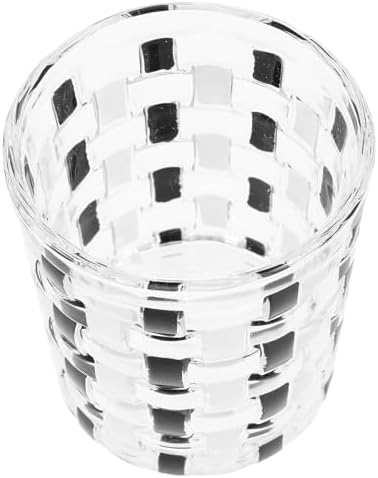 Bathroom Tumbler Glass Cup with Modern Checkerd Design