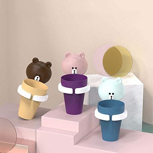Traceless Suction Wall-Mounted Kids Toothbrush Holder Blue Rabbit Cartoon Brushing Cup