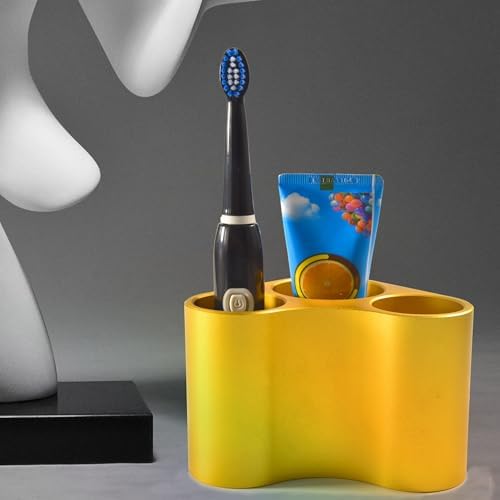 Gold Tone Metal Bathroom Toothbrush Organizer