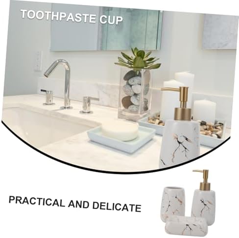 LIFKOME 3-Piece Marble Bathroom Organizer for Soap Toothbrush