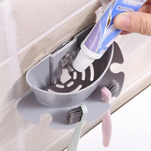 Bathroom Toothbrush Holder with Suction Cup and Storage Cup