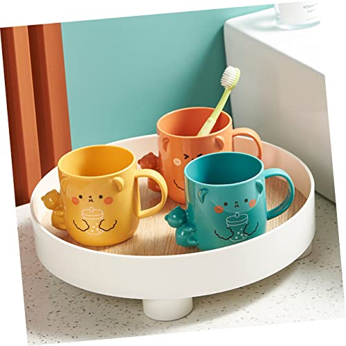 Homoyoyo 2Pcs Cartoon Plastic Mouthwash Cup for Bear Shaped Toothbrush Dispenser