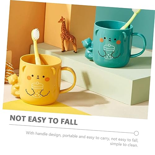 Homoyoyo 2Pcs Cartoon Plastic Mouthwash Cup for Bear Shaped Toothbrush Dispenser
