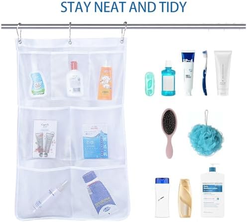 mesh shower organizer with 7 pockets