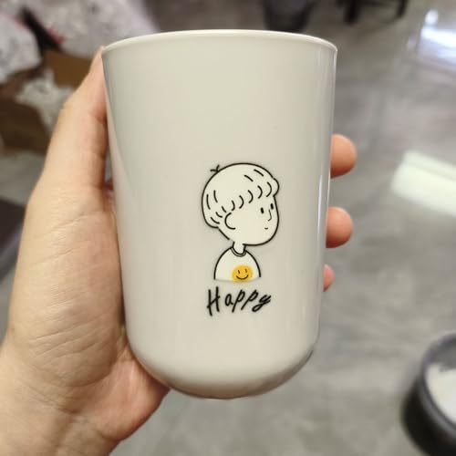 Cute Pattern Toothbrush Cup 2Pcs - Pink Grey
