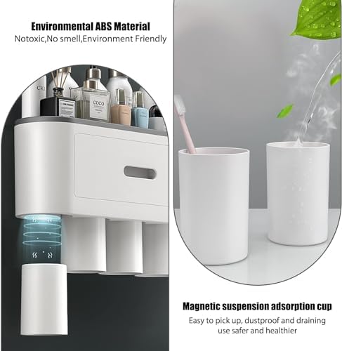 MDAKEGO Wall-Mounted Toothbrush Holder Toothpaste Squeezer Kit