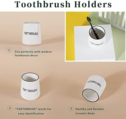 LEETOYI Toothbrush Holder Ceramic 35 Inch White