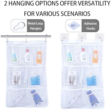 mesh shower organizer with 7 pockets