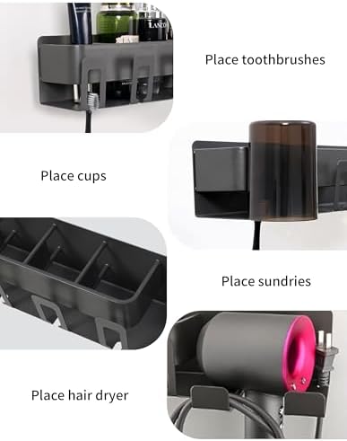 HYRIXDIRECT Wall Mounted Toothbrush Holder with Hair Dryer Accessories 1