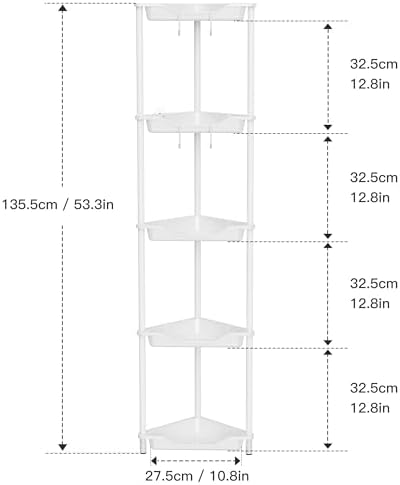Orimade Rustproof 5 Tier Corner Shower Caddy Organizer