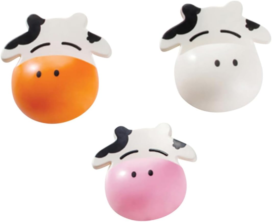 3-Piece Cartoon Cow Suction Cup Toothbrush Holder