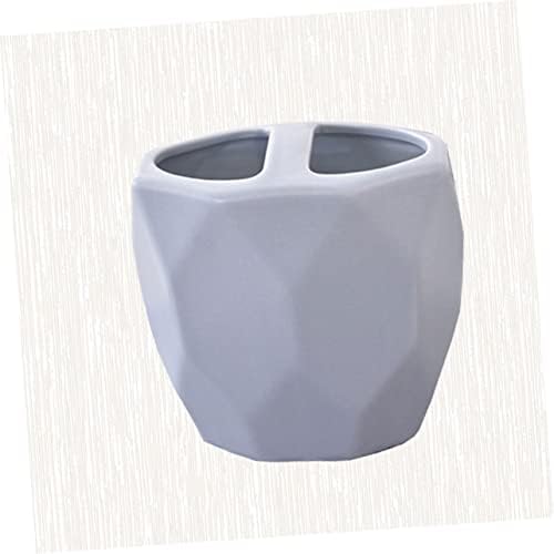 Wakauto Artistic Ceramic Toothbrush Holder1 PieceGrey Washroom Organizer