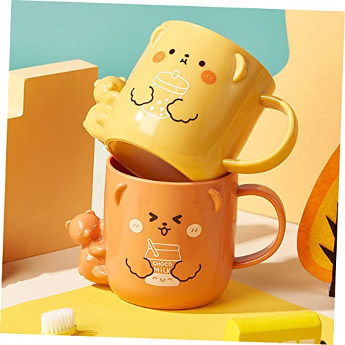 Homoyoyo 2Pcs Cartoon Plastic Mouthwash Cup for Bear Shaped Toothbrush Dispenser