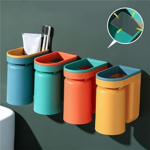 2 In 1 Wall Mounted Toothbrush Holder with Cup
