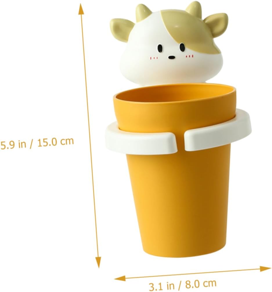 Cartoon Cow Toothbrush Cup Holder with PP Material for Easy Gargling