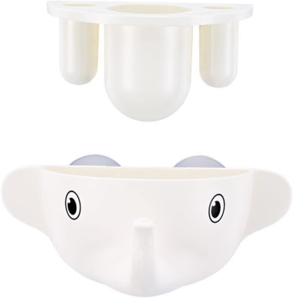 Cartoon Elephant Toothbrush Organizer - Mountable Bathroom Holder for Kids Adults