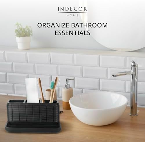 Luxurious bathroom vanity organizer with 3 compartments for makeup and skincare