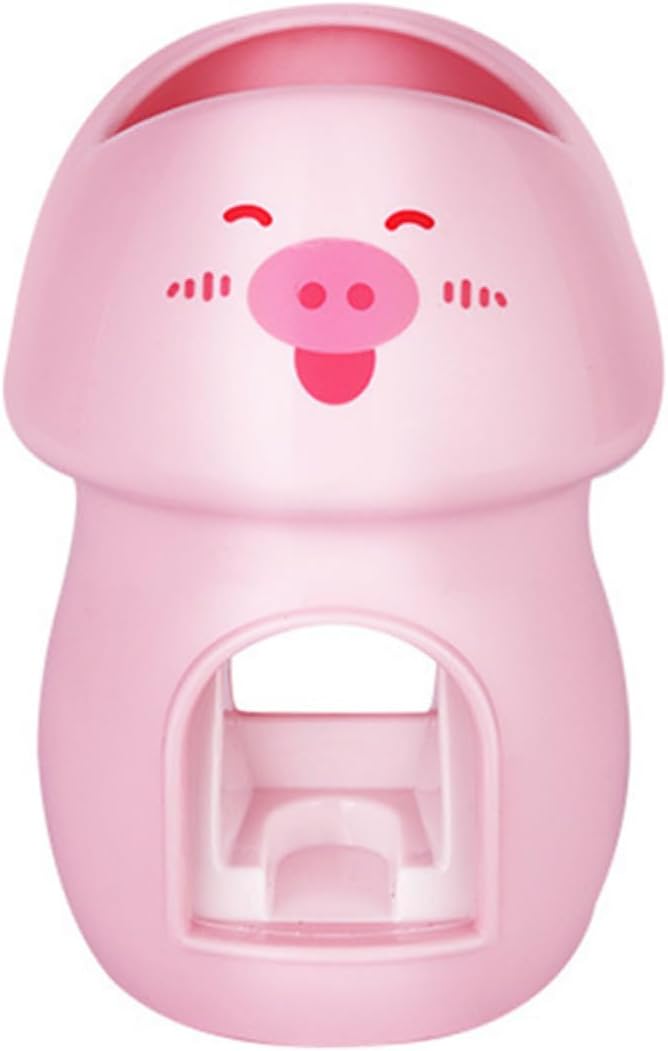 LIFKOME Pink Wall Mounted Toothbrush Holder with Automatic Toothpaste Squeezer